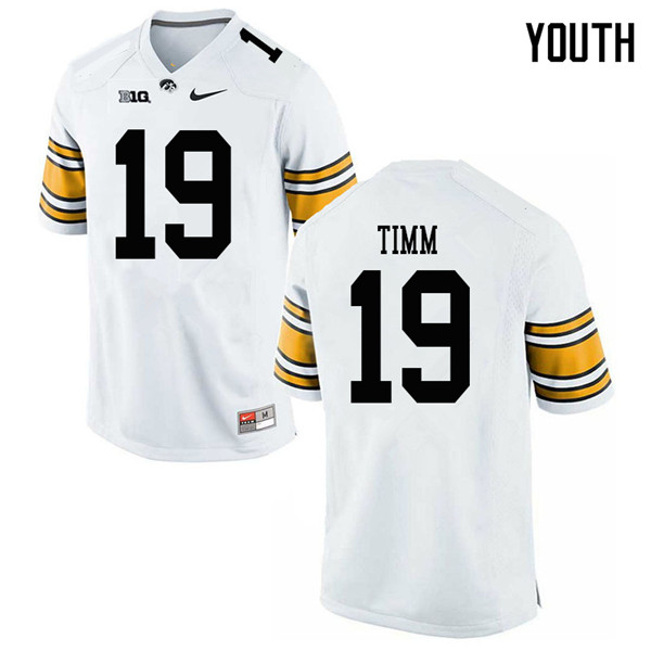 Youth #19 Mike Timm Iowa Hawkeyes College Football Jerseys Sale-White